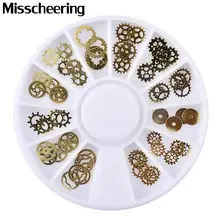 1 sztuk nowy 3d złoty Metal Nail Art naklejki dekoracji koła Ultra cienka Steam Punk części wzory DIY do paznokci akcesoria