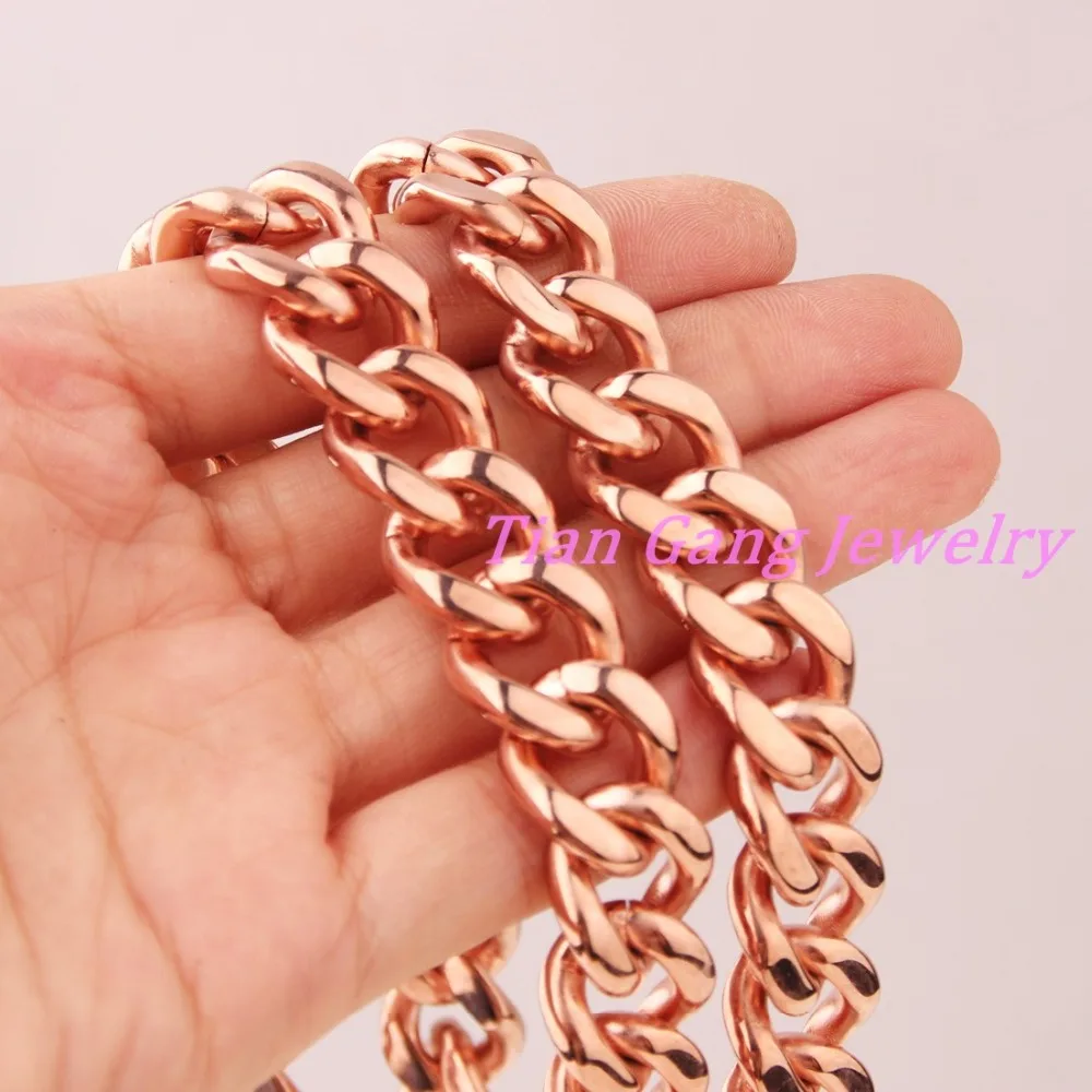 Fashion Jewelry Gift 15mm Womens Mens Stainless steel Chain Hammered