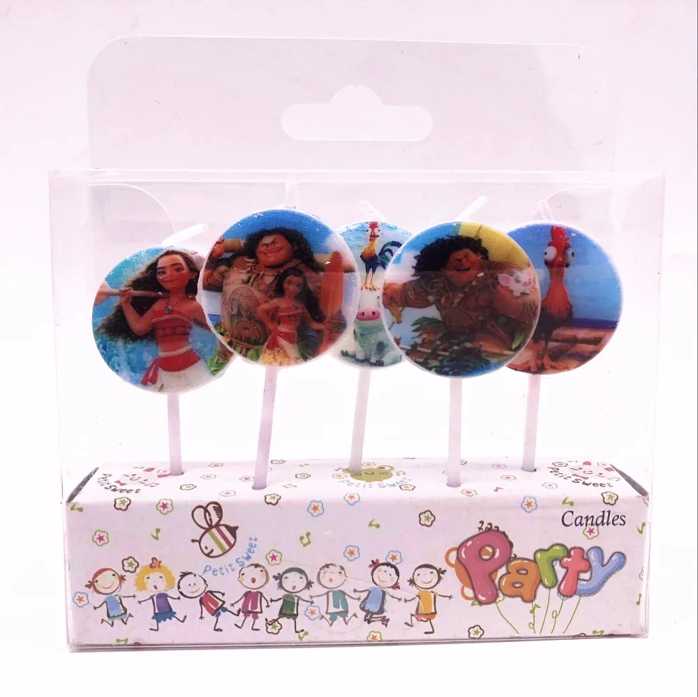 

5pcs Moana Party Supplies Kids Birthday Candles Evening Party Decorations Set Birthday Wedding Party Cake Candles