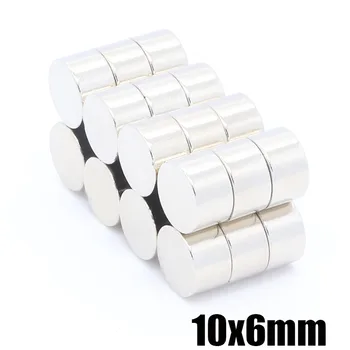 

50Pcs 10x6 mm Rare Earth Neodymium Magnet Permanent N35 Small Round Super Strong Magnetic Magnets Disc For Craft Gallium Metal