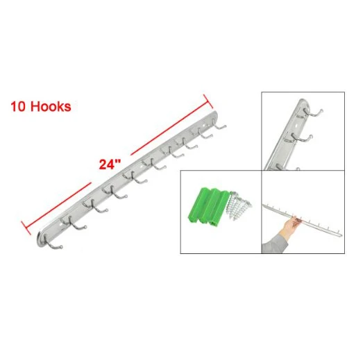 24 "длинное настенное крепление из нержавеющей стали 10 вешалок крюк для полотенец мешок одежды