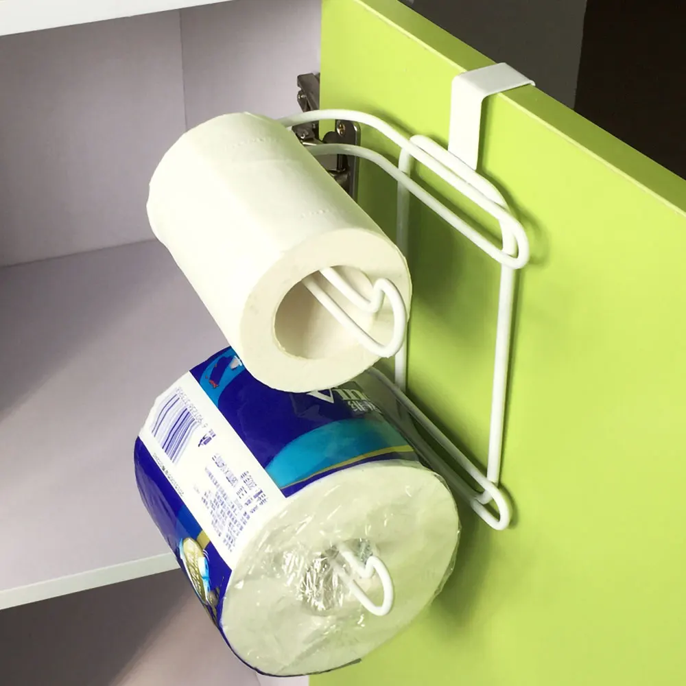 Iron 2 Layers Toilet Roll Paper Hooks Shelf Bathroom Hanging Organizer
