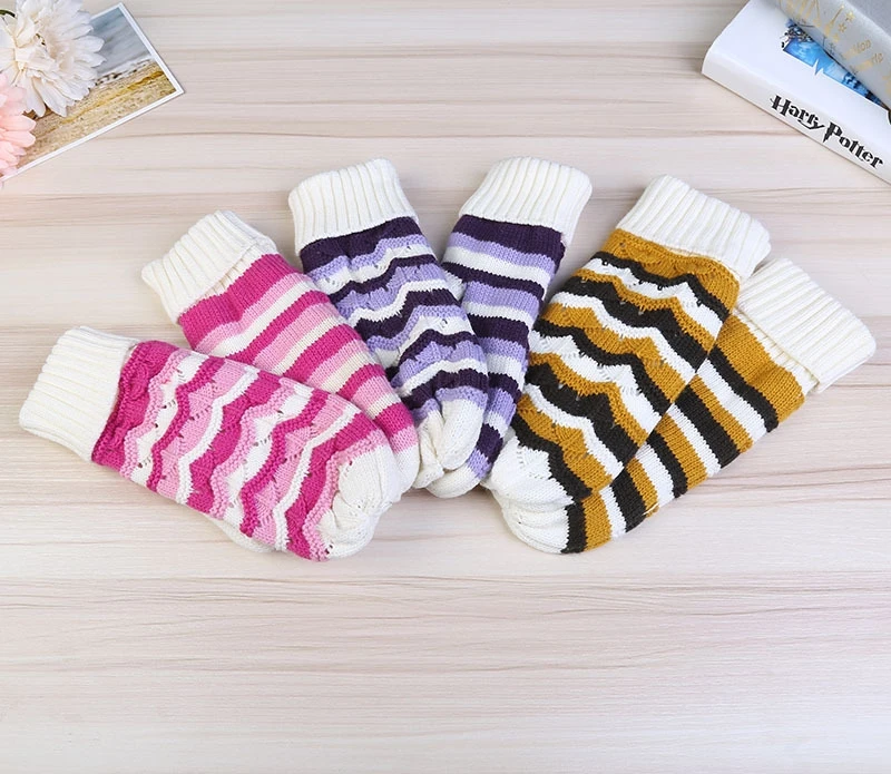 

Brand New Wave Striped Knitted Mitten Women's Casual Mitts