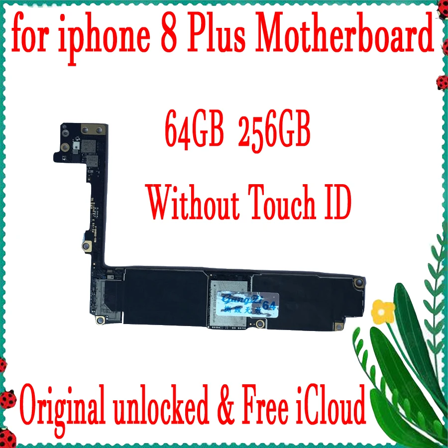 

For iPhone 8 Plus 5.5inch Motherboard unlocked Mainboard NO Touch ID 100% Original for iphone 8 Plus 8P Logic boards 64GB 256GB