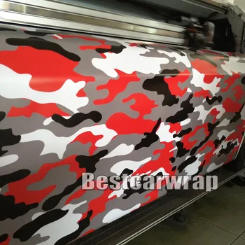 

Matte & Glossy JUMBO RED TIGER Camouflage Vinyl Car Wrap Camo Film Sheet Adhesive Camo Car Wrap Styling AIR FREE 1.52 x 20m/Roll