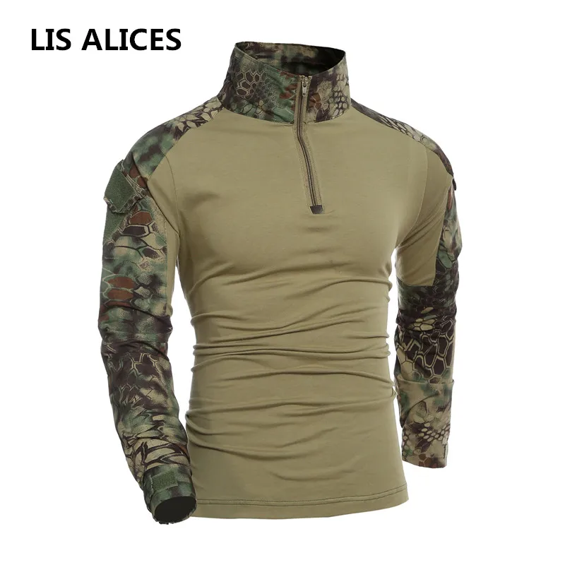 

LIS ALICES 2018 Man Multicam T-shirts Army Camouflage Combat Tactical T Shirt Military Men Long Sleeve T-Shirt Hunt T-shirts