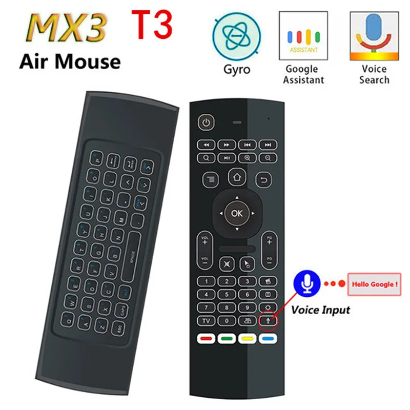 

MX3 MX3-L Backlit Air Mouse T3 Smart Voice Remote Control 2.4G RF Wireless Keyboard For X96 mini KM9 A95X H96 MAX Android TV Box