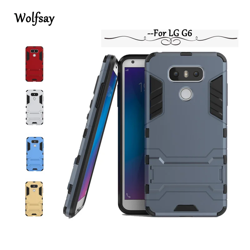 

Wolfsay Case For LG G6 Cover Slim Robot Armor Kickstand Shockproof Rubber Case For LG G6 Case For LG G6 2017 5.7 inch Fundas
