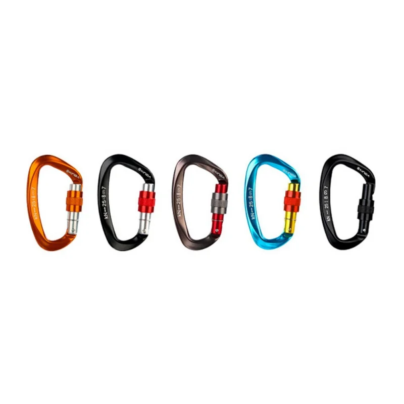 

25KN Professional Carabiner Climbing buckle Outdoor D Shape Security Safety Master Lock Rock Climbing Buckle Equipment