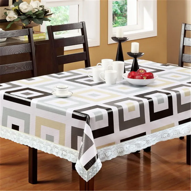 YD European lace edge TXFK waterproof plastic PVC tablecloth No clean