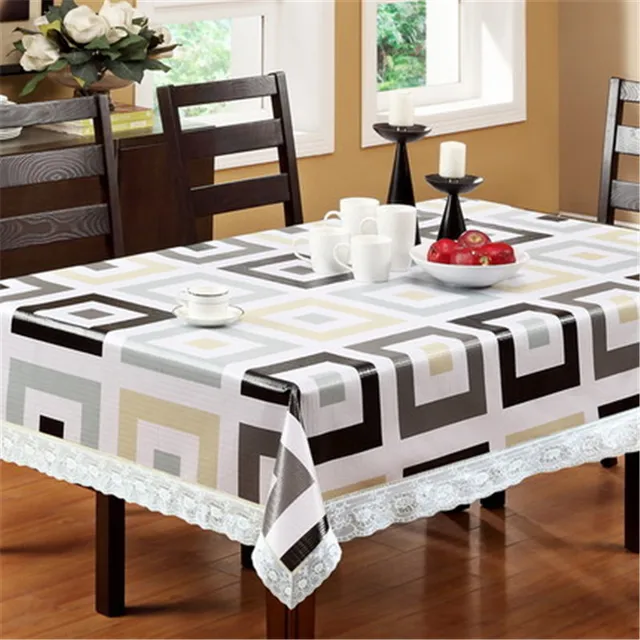 YD European lace edge TXFK waterproof plastic PVC tablecloth No clean oilproof dining table