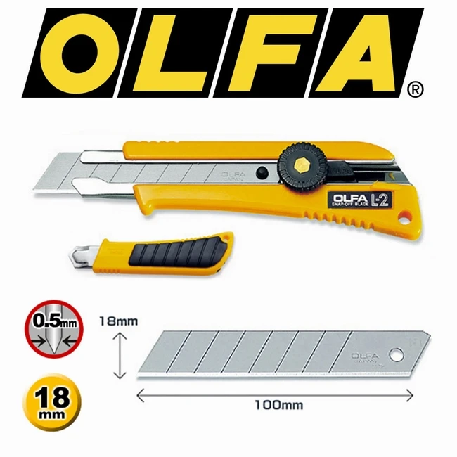 

MADE IN JAPAN OLFA L-2 18mm Heavy-Duty Rubber Inset Utility Knife Rubber Grip Insert Genuine