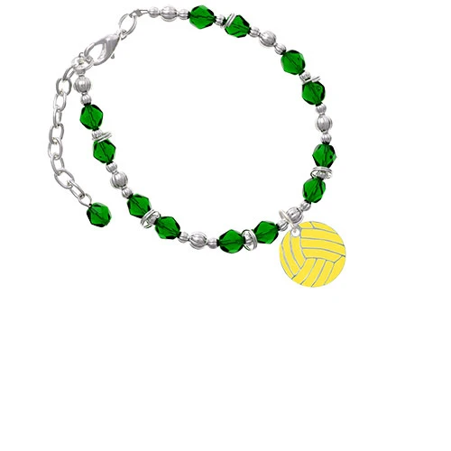 3/4'' Enamel Water Polo Ball Green Beaded Bracelet