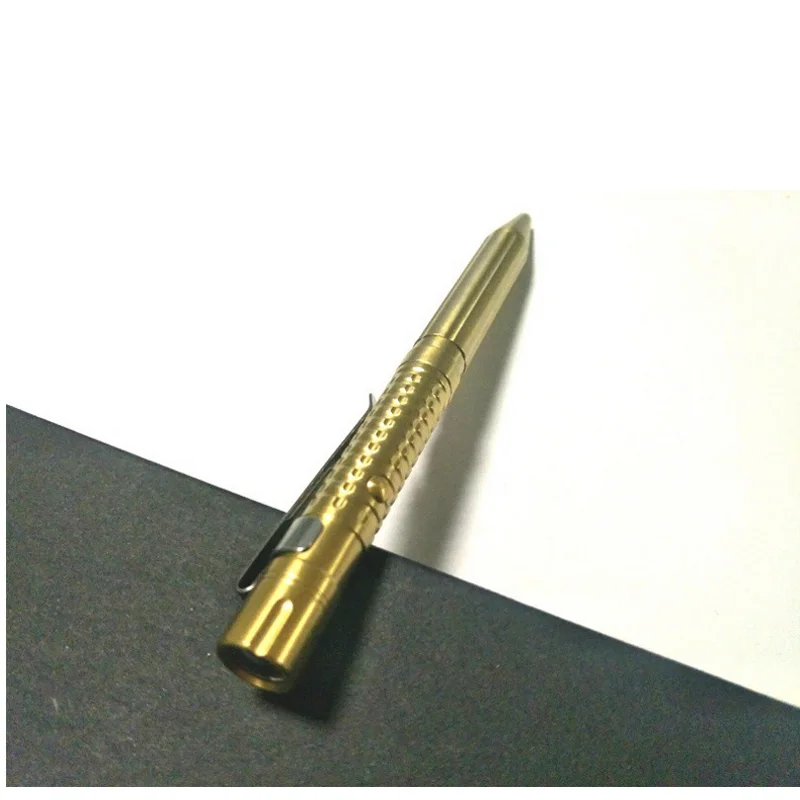 1 шт. многофункциональная ручка ручной работы из латуни 0,5 мм светодиодный медный гелевый карандаш с зажимом тактическая ручка для самообороны EDC в качестве подарка