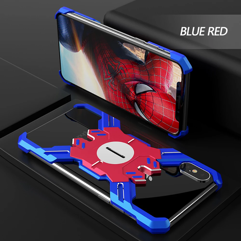 Металлический бампер с пауком для iPhone XS Max XR 7 8 Plus алюминиевый Броня сверхмощный чехол для iPhone X 6 6s Plus чехлы для телефонов