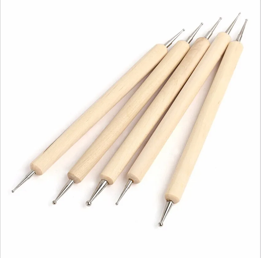 1 Set/5 Pcs Marbleizing Dotting Manicure Tools Wood Dotting Pen Nail ...