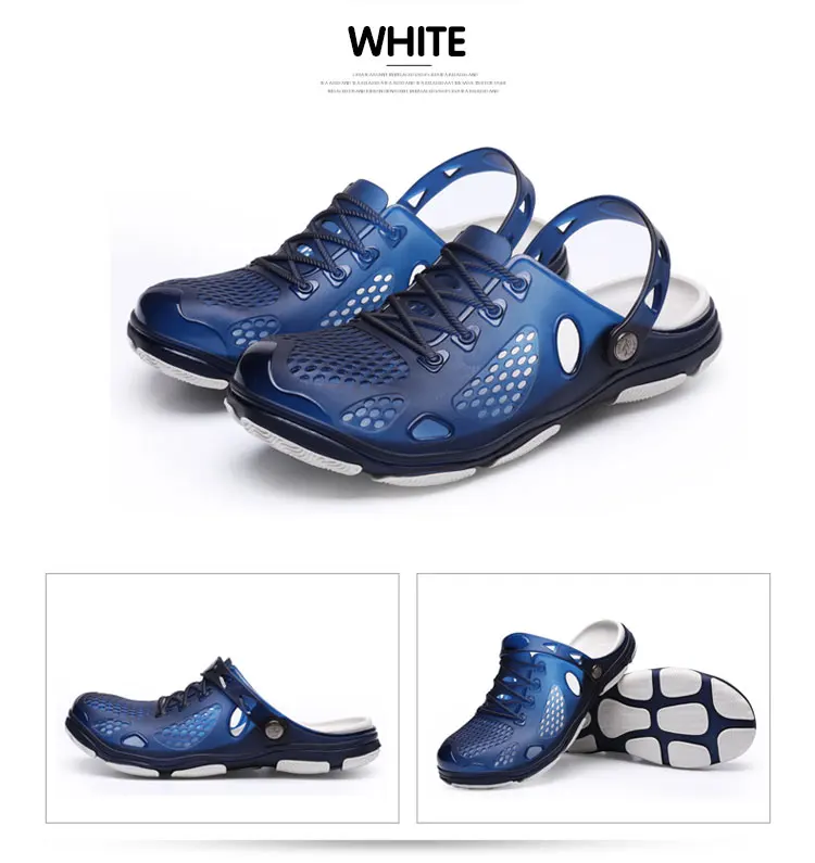 Настоящие сандалии мужские вентиляционные туфли двухцветные садовые высококачественные дышащие сабо легкие 3 цвета