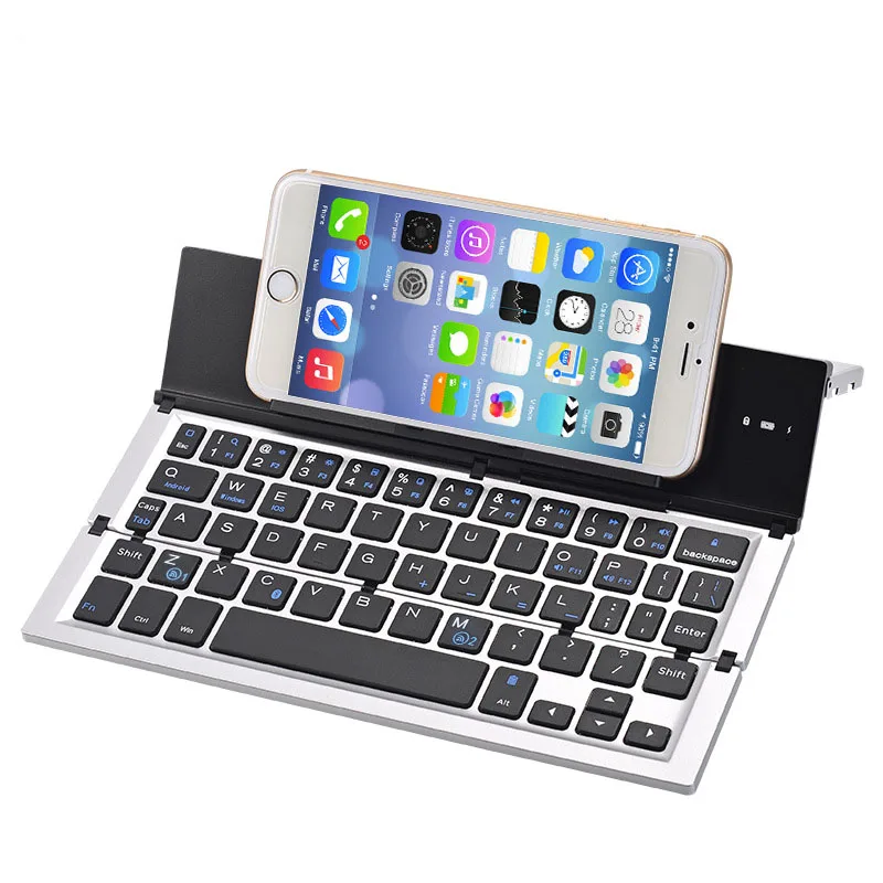 

KF19 Mini Portable Aluminum Bluetooth Keyboard English Rechargeable Wireless Folding Keyboard For Tablet Mobile Phone Notebook