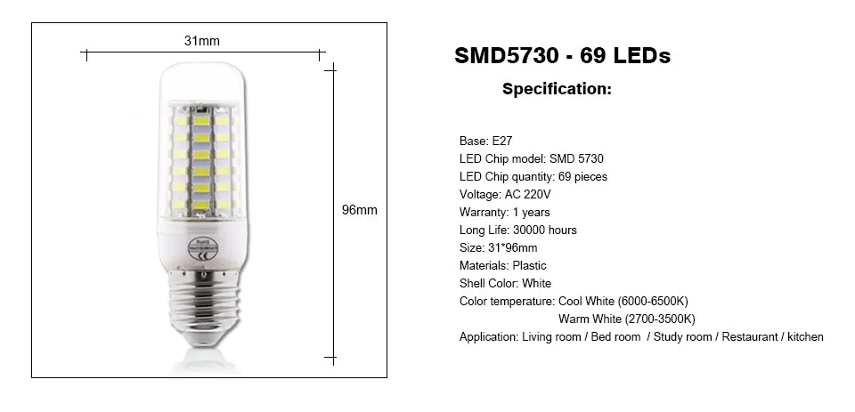 YNL лампада светодиодный светильник E27 220 В 24 36 48 56 69 72 96 Светодиодный s ампулы светодиодный кукурузная лампа SMD 5730 Bombillas светодиодный лампы домашняя люстра огни