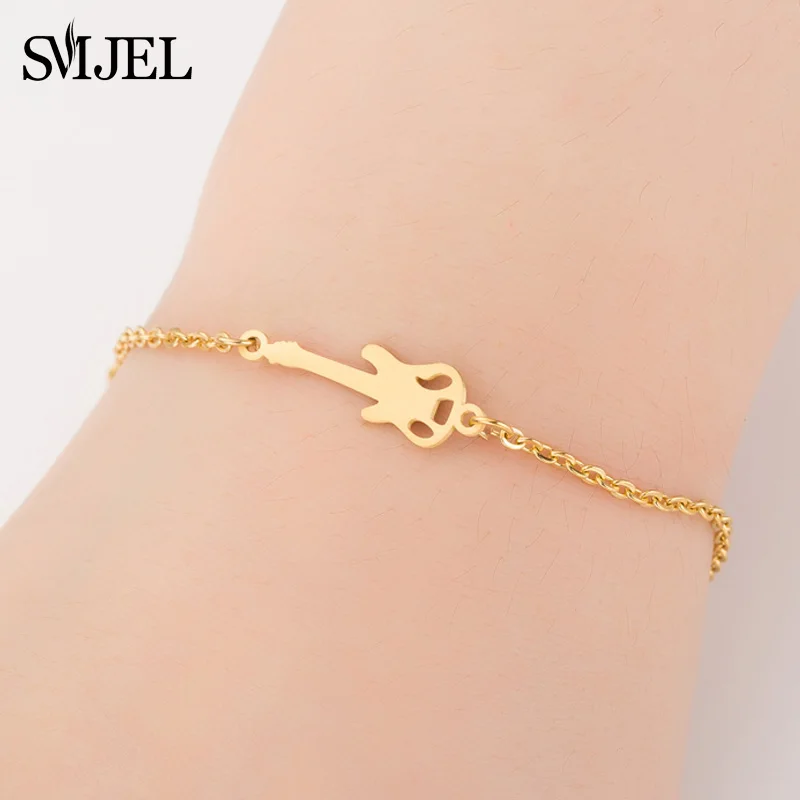 

SMJEL Stainless Steel Guitar Bracelets Customized Bracelet Men Music Lover Bangle Jewelry Guitar Accessories Pulseira Masculina