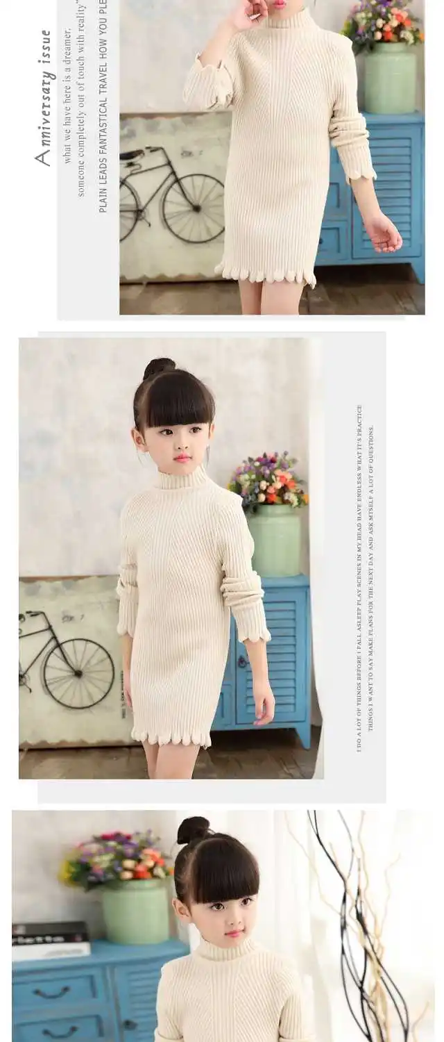 New Autumn and Winter Kids Girls Sweaters Cotton Fashion Thicken Warming Clothing Children Cotton Sweaters 2-16 Years Child