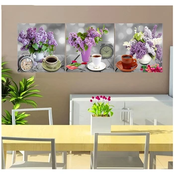 

Full square round diamond painting 3Pieces Puple Flower mosaic Rhinestones diamond embroidery Triptych Kitchen Home DecorZP-1868