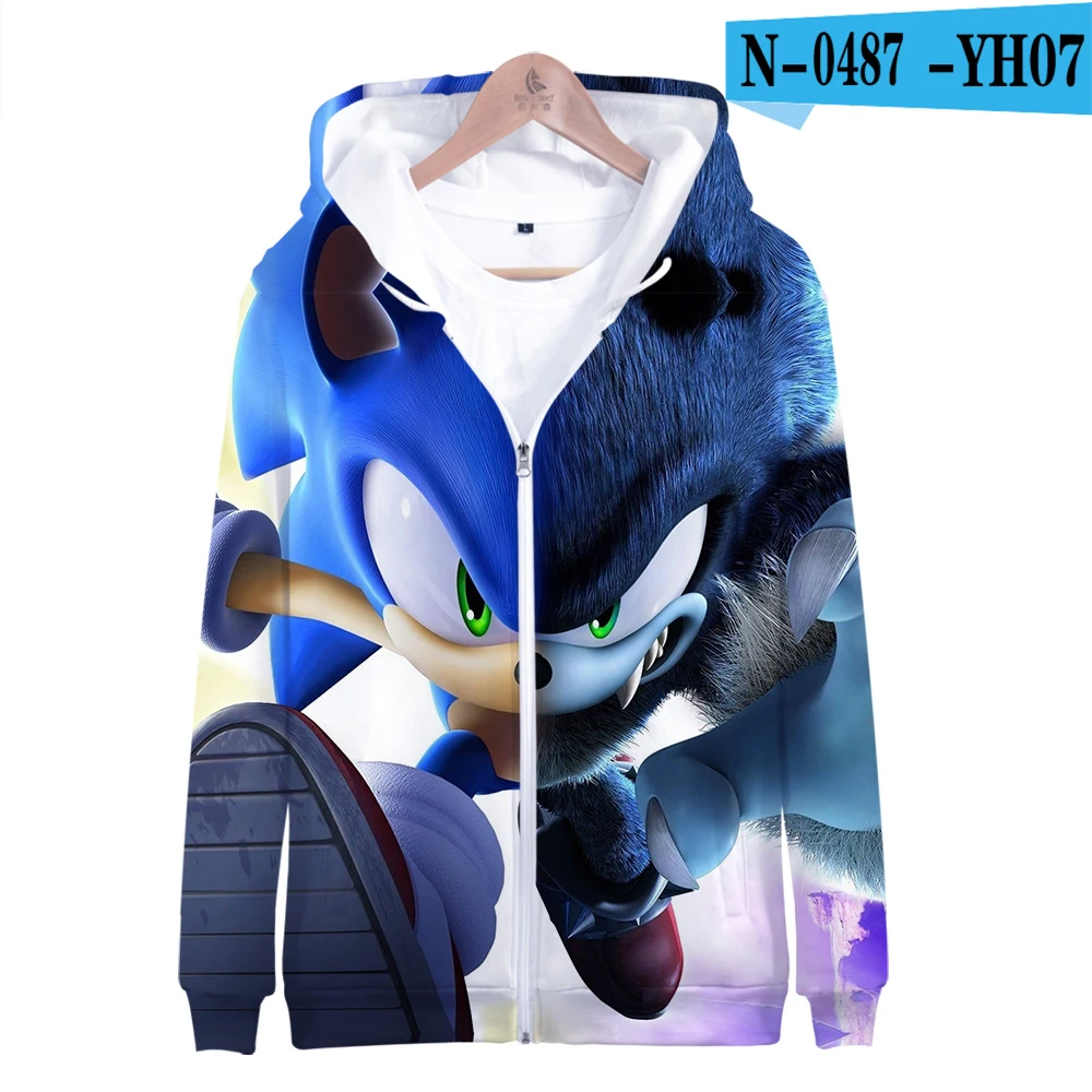Sonic 3D новые модные толстовки на молнии Повседневная Толстовка с длинным рукавом 3D Женская/мужская одежда - Цвет: Бежевый