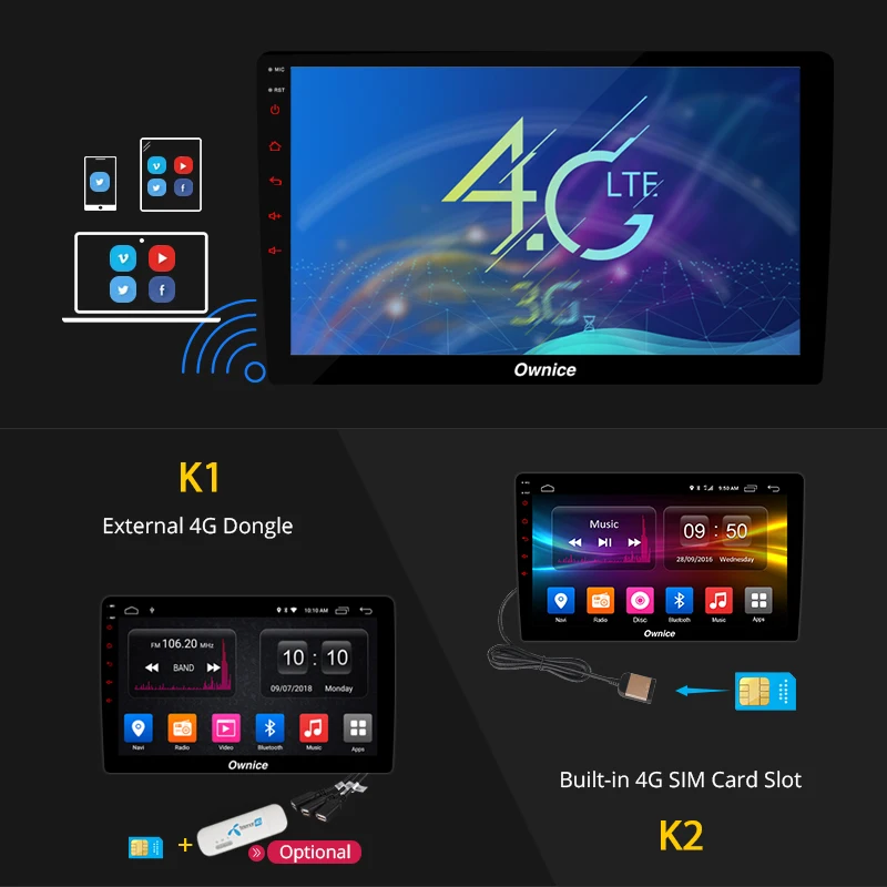 Perfect Ownice K1 K2 Octa Core Android 8.1 car Radio DVD player 2G RAM 32G for Toyota Corolla 2009 2010 2011 2012 2013 support 4G 4