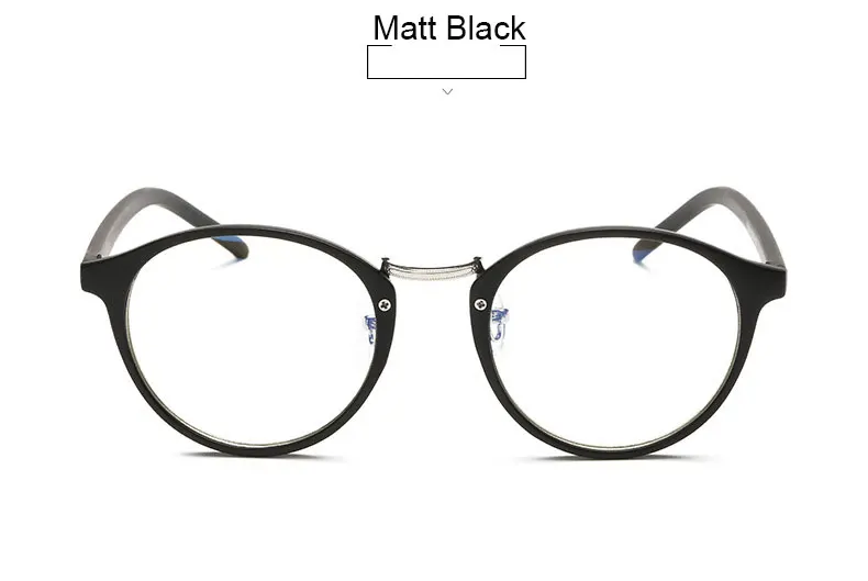 Круглые прозрачные очки с защитой от синего излучения, компьютерные очки для мужчин и женщин, модная оправа для очков Oculos De Grau, прозрачное покрытие линз - Цвет оправы: Matt Black