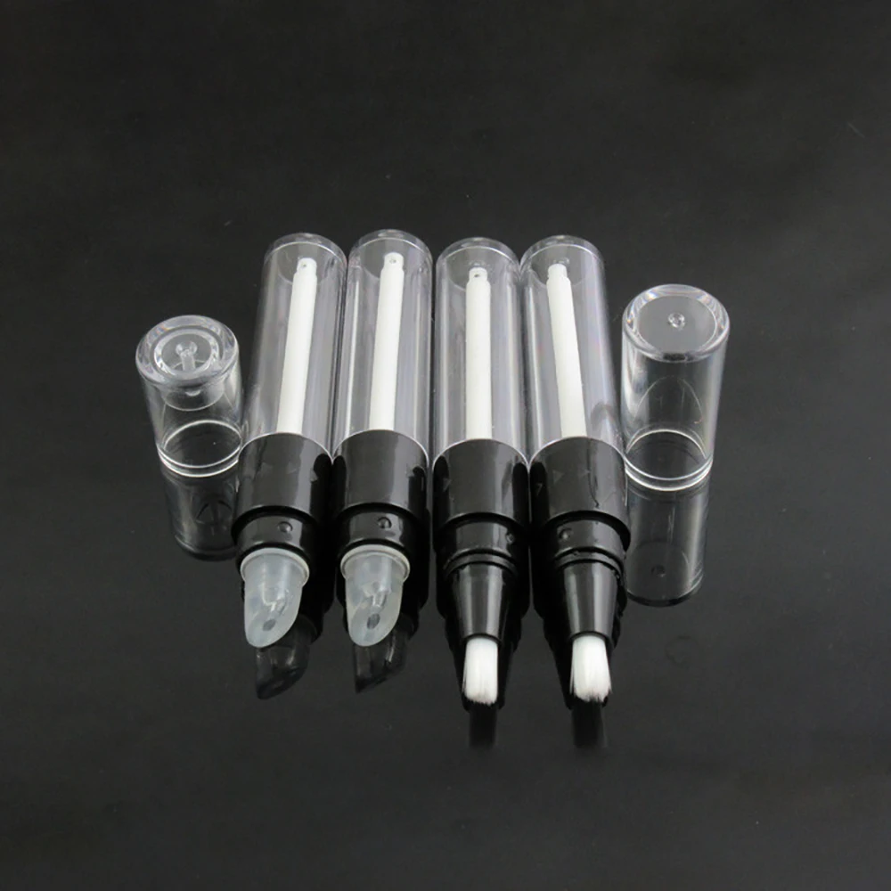 

4.5ml mini travel clear lipgloss tube containers with brush and silicone head, essential oils cosmetic tube