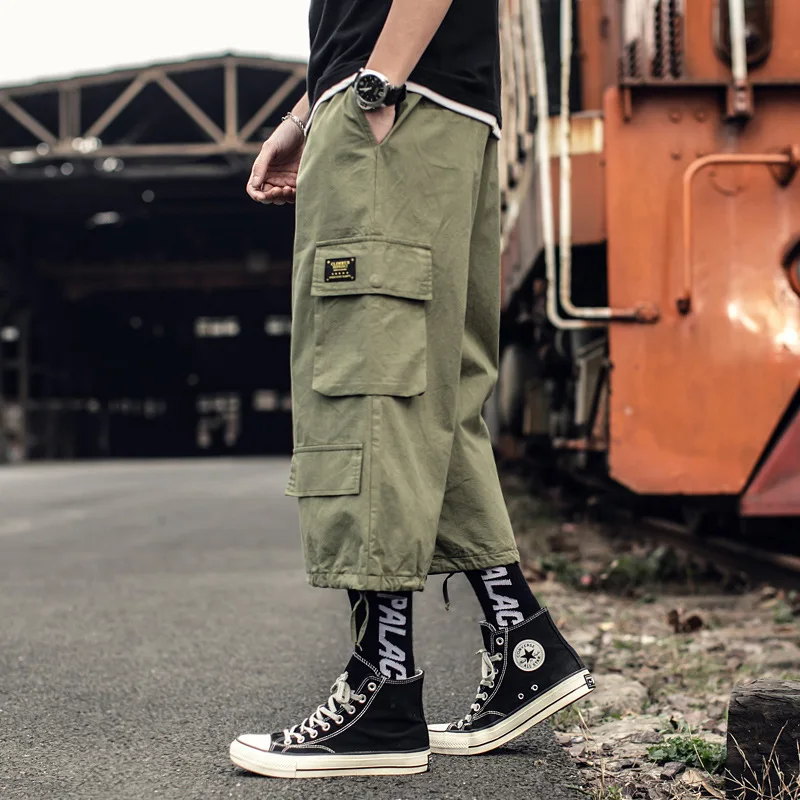 army green Летние Новые брюки в японском стиле, мужские брюки для отдыха больших размеров, модные повседневные брюки - Цвет: army green