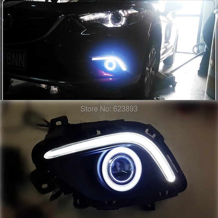 For Mazda 6 M6 Atenza LED Daytime Running Lights DRL fog lights+Angel Eyes Kit 