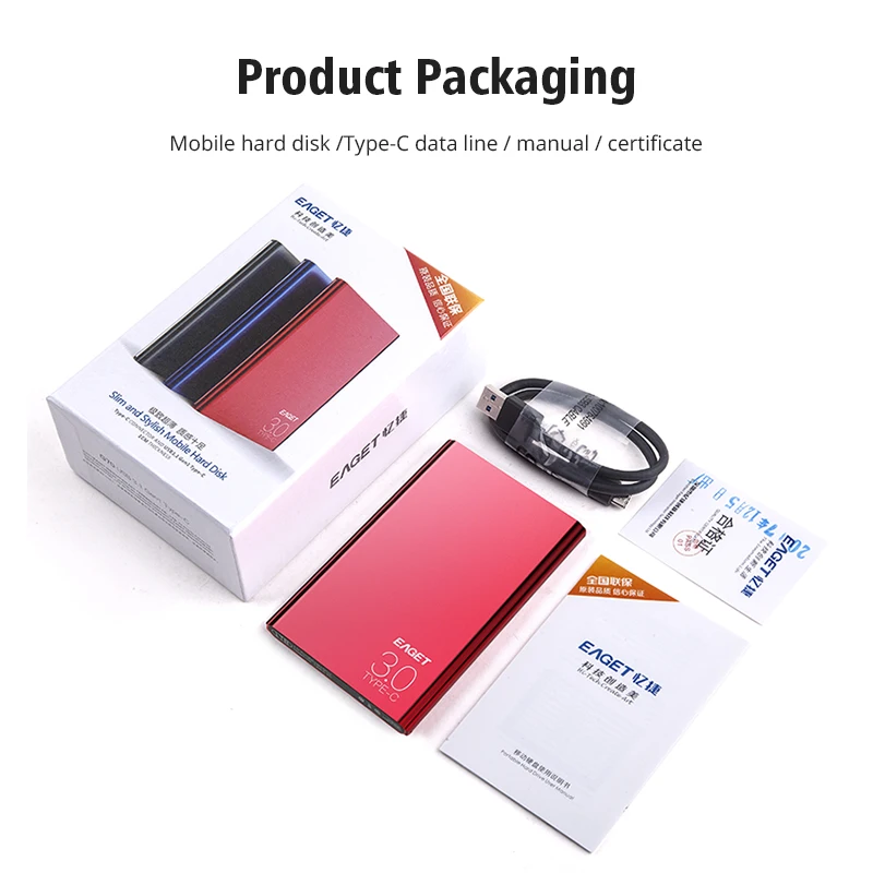 Eaget External Hard Drive 1TB Portable Type-c 3.0 Mobile HDD 2.5\