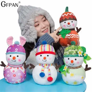 

25cm Christmas Decorations for Home Extendable Standing Snowman Dolls New Year Birthday Gift Plush Toy Xmas Decor Ornaments