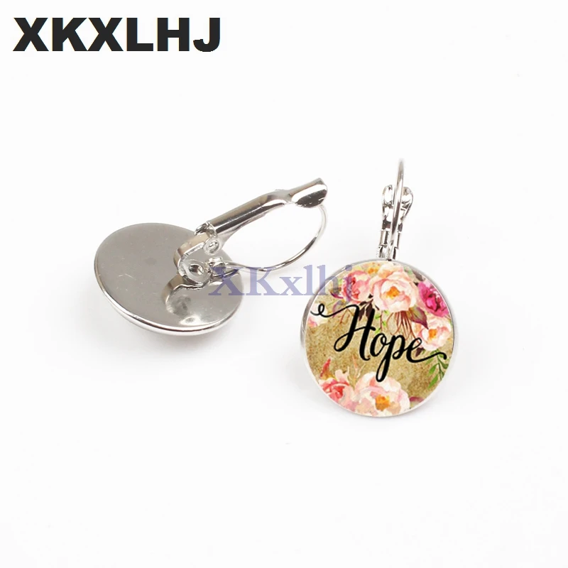

XKXLHJ Handmade Bible Scripture Earrings Faith, Dream, Love, Hope, Art Glass Dome Glamour Earrings Quote Jewelry Christian Gifts