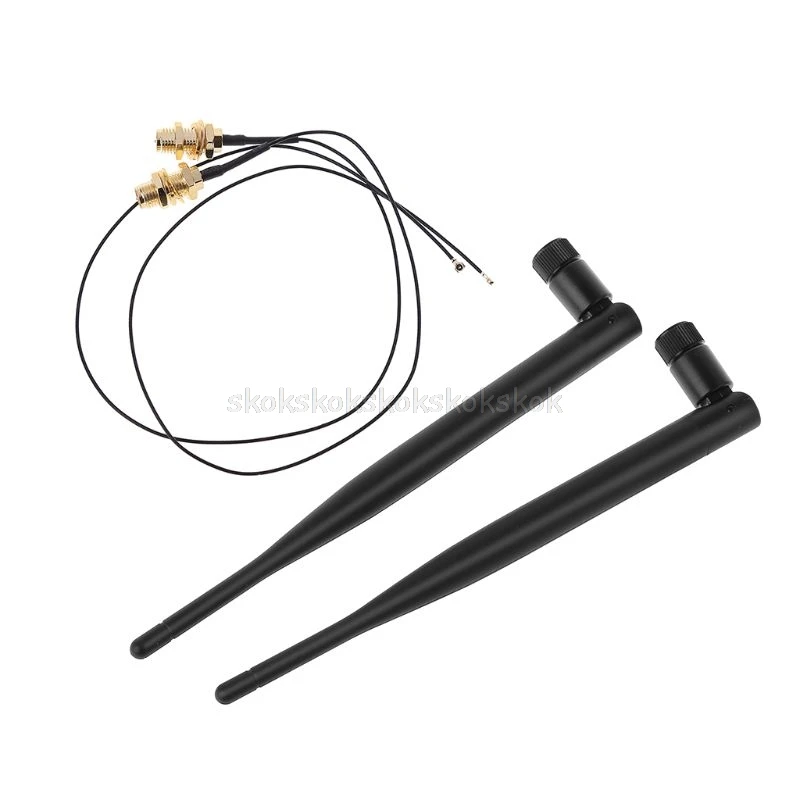 

2x6Dbi 2.4GHz 5GHz Dual Band M.2 IPEX MHF4 U.fl Extension Cable to WiFi RP-SMA Pigtail Antenna Set for Wireless Router Cable A30