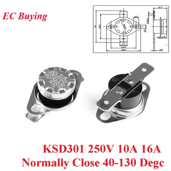 

5pc KSD301 250V 10A 16A Normally Close Thermostat Temperature Thermal Control Switch Sensor 40 50 60 70 80 90 100 110120 130DegC