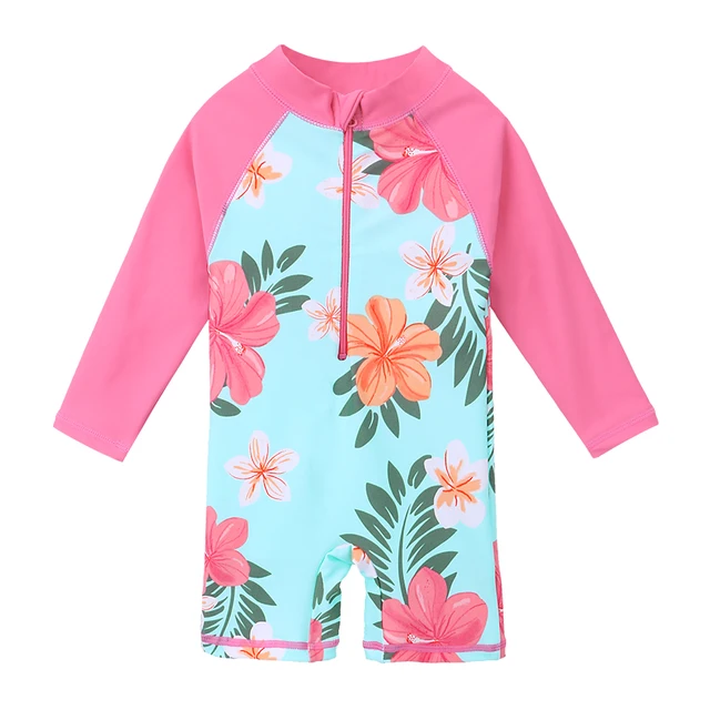 BAOHULU UPF50 Print Baby Girl Swimsuit Long Sleeve Kids Swimwear One Piece Toddler Infant Bathing Suit