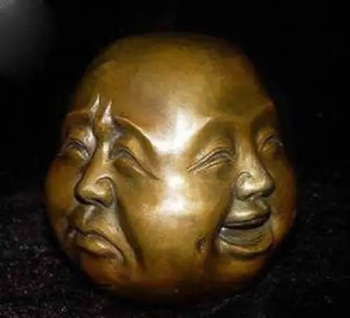 

Collectibles Rare chinese tibet brass 4 faces buddha head statue Figures 5x6cm