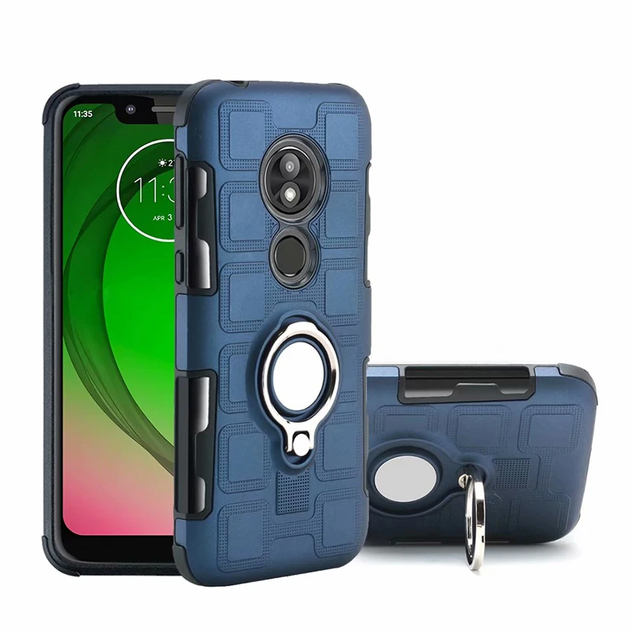 

Cover For Motorola Moto G4 G5 G5S G6 G7 X4 E5 Z3 Play Plus Silicone Shockproof Phone Case Armor Anti-Fall Cover Ring Stand Case