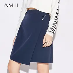 Amii Женская минималистская юбка 2019 офисные женские однотонные трапециевидные женские юбки выше колена