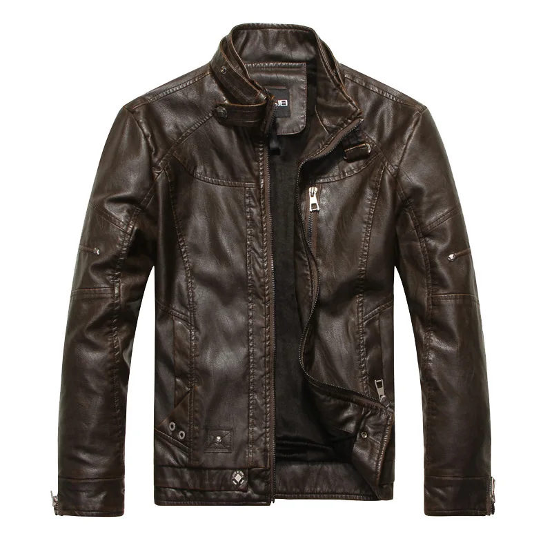 Куртки для Для мужчин PU коричневый, черный осень зима весна длинные мотоциклетные В виде ракушки кожа рукав Denim Для мужчин S Куртки верхняя