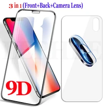 9D Полное стекло для iPhone XS Max 11 Pro XR X 8 7 6 6S Plus защита экрана закаленное стекло+ задняя пленка+ стекло для объектива камеры