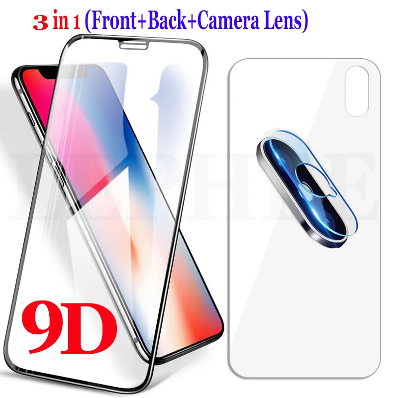 9D Полное стекло для iPhone XS Max 12 11 Pro XR X 8 7 6 6S Plus защита экрана закаленное + задняя