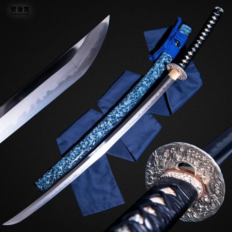 battle ready folded blade clay tempered wave tsuba japanese katana sword sharp Top Quality T10 Steel Japanese Katana Sword Clay