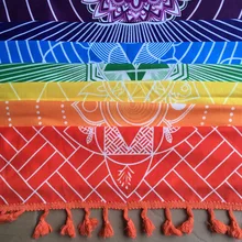 Лучшее качество, сделано из хлопка, богемное индийское одеяло мандала, 7 чакр, радужные полосы, гобелен, пляжное полотенце, коврик для йоги