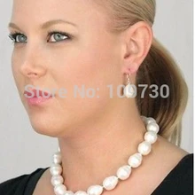 Ювелирные изделия 00833 AAA+ 12x15 мм белый цвет жемчужный корпус барокко серьги и ожерелье роскошный набор