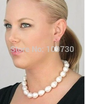 

Jewelry 00833 AAA+ 12x15mm white color shell pearl baroque earring & necklace luxurious set