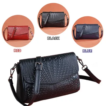 

Leather women bag Long strap Shoulder bag Genuine leather Black / Red / Dark Blue