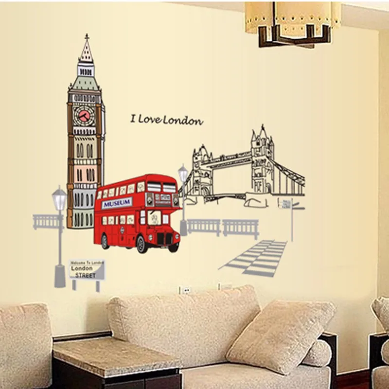 J Aime Londres Citation Vintage Batiment Stickers Muraux Salon Maison Decoration Amovible Art Mural Vinyle Sticker Affiche Aliexpress